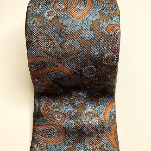 2/$30 MR BIG & TALL Brown Paisley Foulard Silk Tie - Picture 1 of 13